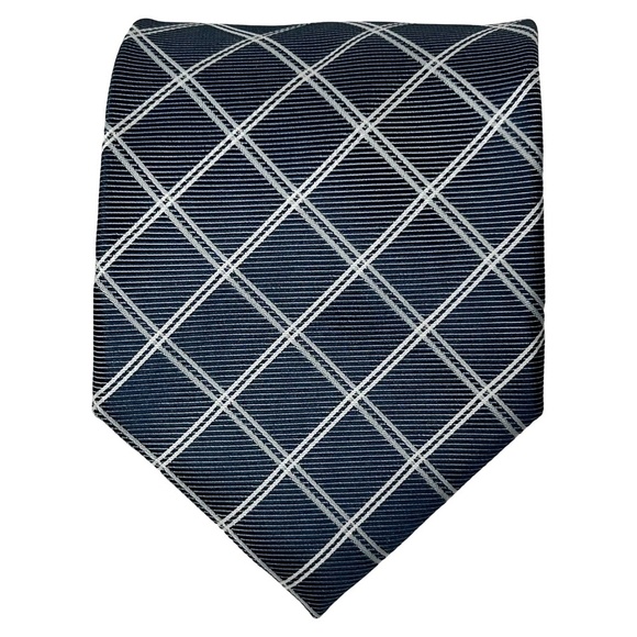 Ermenegildo Zegna Luxury Necktie Tie 100% Silk Criss Cross Pattern Vintage EUC - Picture 2 of 10